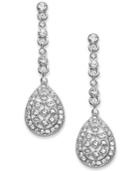 Charter Club Silver-tone Crystal Linear Teardrop Earrings