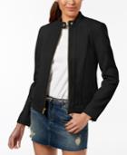 Cole Haan Petite Snap-neck Leather Moto Jacket