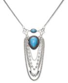 Silver-tone Multi-chain Turquoise-look Pendant Necklace