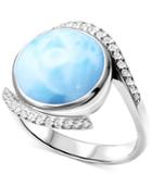Marahlago Larimar & White Sapphire (1/6 Ct. T.w.) Ring In Sterling Silver