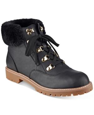 Tommy Hilfiger Tucker Lace-up Faux-fur Ankle Booties Women's Shoes