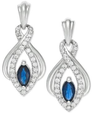 Sapphire (3/8 Ct. T.w.) And Diamond (1/4 Ct. T.w.) Earrings In 14k White Gold