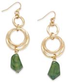 Inc International Concepts Gold-tone Green Stone Nested Circle Drop Earrings, Only At Macy's