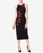 Betsey Johnson Embroidered Floral-applique Midi Dress