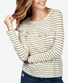 Lucky Brand Striped Ruffled Cotton Sweater