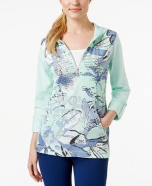 Style & Co. Half-zip Printed Hoodie, Only At Macy's