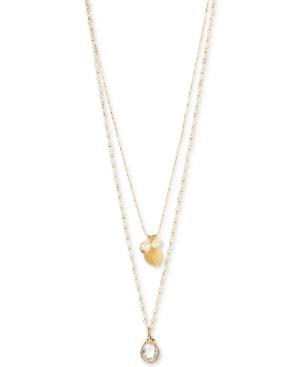 M. Haskell For Inc International Concepts Imitation Pearl, Leaf And Crystal Layer Pendant Necklace, Only At Macy's