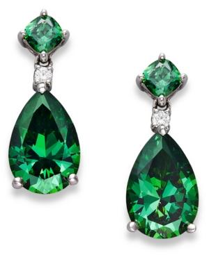 Arabella Sterling Silver Earrings, Green Swarovski Zirconia Drop Earrings (11-9/10 Ct. T.w.)