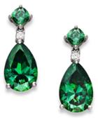 Arabella Sterling Silver Earrings, Green Swarovski Zirconia Drop Earrings (11-9/10 Ct. T.w.)