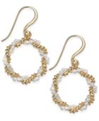 Charter Club Gold-tone Imitation Pearl & Chain Drop Hoop Earrings, Created For Macy's