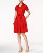 Charter Club Cap-sleeve Belted Shirtdress, Only At Macy's