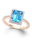 Blue Topaz (2-1/2 Ct. T.w.) And Diamond (1/6 Ct. T.w.) Ring In 14k Gold