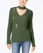 Crave Fame Juniors' Ripped Choker Sweater By Almost Famous