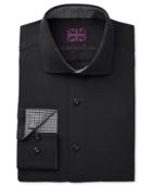 Michelsons Of London Men's Slim-fit Black Textured Dress Shirt