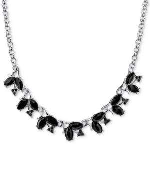 2028 Silver-tone Stone Leaf Collar Necklace