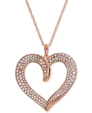 Diamond Pave Heart 18 Pendant Necklace (1 Ct. T.w.)