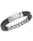 Steve Madden Men's Stainless Steel & Leather Chain Bracelet