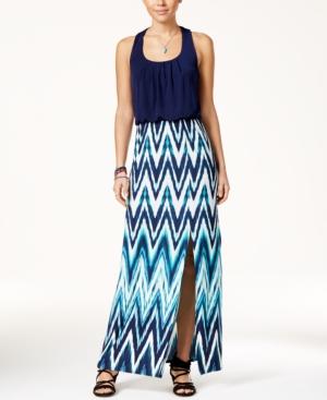 Trixxi Juniors' Crisscross-back Printed Maxi Dress