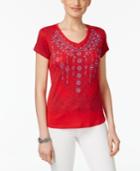 Style & Co Petite Embroidered Graphic T-shirt, Created For Macy's