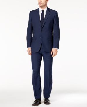 Tommy Hilfiger Men's Slim-fit Stretch Performance Blue Tonal Plaid Sharkskin Suit