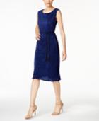 Connected Pleated Tassel-belt Dress