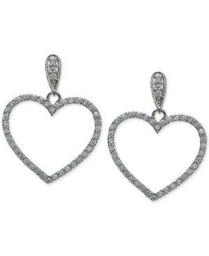 Giani Bernini Cubic Zirconia Pave Open Heart Drop Earrings In Sterling Silver, Only At Macy's