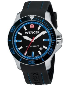 Wenger Men's Swiss Sea Force Black Silicone Rubber Strap Watch 43mm 0641.104