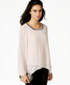 Alfani Embellished Asymmetrical-hem Surplice Blouse, Only At Macy's