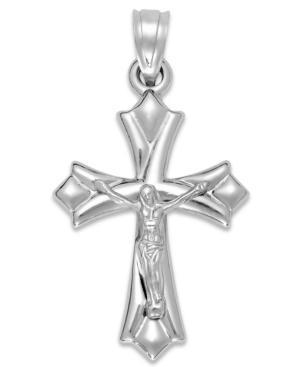 Reversible Crucifix Cross Charm In 14k White Gold