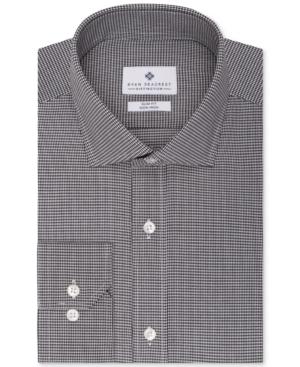 Ryan Seacrest Distinction Slim-fit Non-iron Black Houndstooth Dress Shirt, Only At Macy's