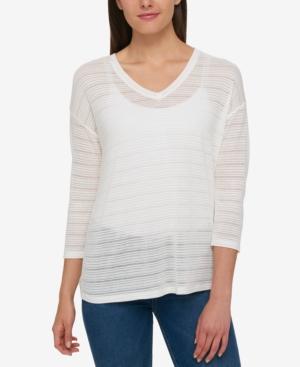 Tommy Hilfiger Shadow-stripe Top, Only At Macy's