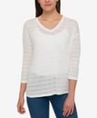 Tommy Hilfiger Shadow-stripe Top, Only At Macy's