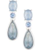 Anne Klein Silver-tone Blue Stone And Crystal Drop Earrings