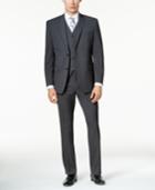 Marc New York By Andrew Marc Men's Classic-fit Charcoal Mini-grid Vested Suit