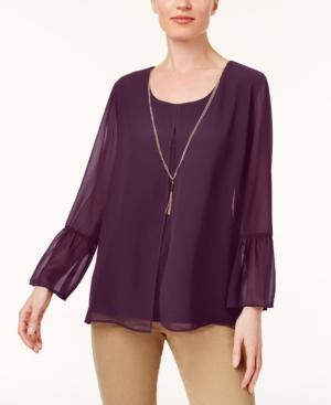 Jm Collection Bell-sleeve Necklace Tunic, Created For Macy's
