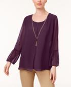 Jm Collection Bell-sleeve Necklace Tunic, Created For Macy's