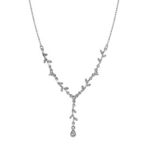 2028 Silver-tone Crystal Vine Necklace 16 Adjustable