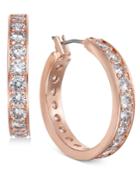 Charter Club Rose Gold-tone Crystal Hoop Earrings, Created For Macy's