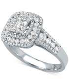 Diamond Square Halo Cluster Ring (1 Ct. T.w.) In 14k White Gold