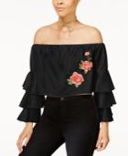 Say What? Juniors' Embroidered Off-the-shoulder Top