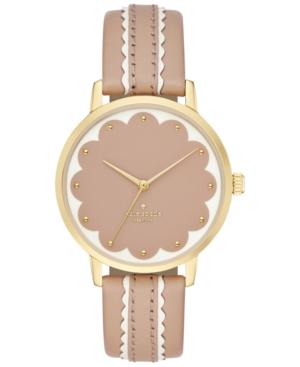 Kate Spade New York Women's Metro Scallop Vachetta & White Leather Strap Watch 34mm Ksw1002