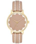 Kate Spade New York Women's Metro Scallop Vachetta & White Leather Strap Watch 34mm Ksw1002
