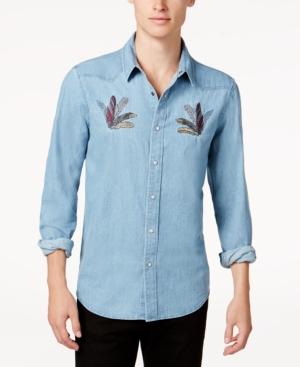 American Rag Men's Feather Embroidered Shirt, Created For Macy's