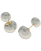 Dyed Gray Cultured Freshwater Pearl (8 & 12mm) Front And Back Earrings In 14k Gold