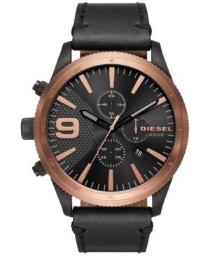 Diesel Men's Chronograph Rasp Chrono Black Leather Strap Watch 50mm Dz4445