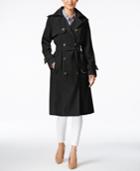 London Fog Petite Double-breasted Long Trench Coat