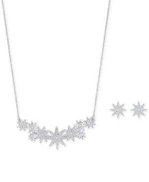 Swarovski Silver-tone Multi-star Pave Collar Necklace And Matching Stud Earrings