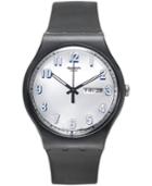 Swatch Men's Swiss Secret Service Black Silicone Strap Watch 41mm Suob718