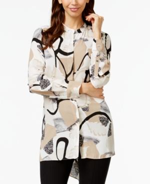 Alfani Petite Button-down Hi-low Tunic, Only At Macy's