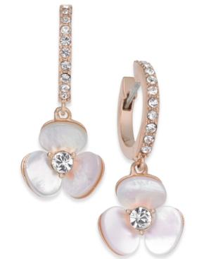 Kate Spade New York 14k Rose Gold-plated Pave & Mother-of-pearl Flower Drop Earrings